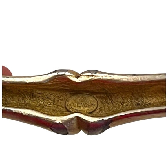 Vintage Signed Givenchy Bracelet Gold Tone Bamboo Design Bangle 8M - Picture 8 of 8